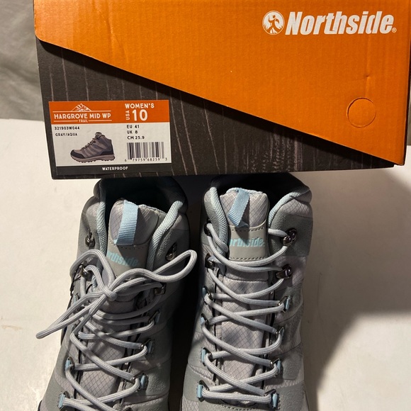 Northside Hargrove waterproof gray/aqua hiking boots lace-up  size 10 NIB - Picture 6 of 6